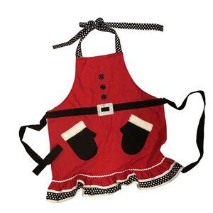 Apron Christmas Snowman Red Polka Dots Ruffle Snow Woman Party Baking Festive